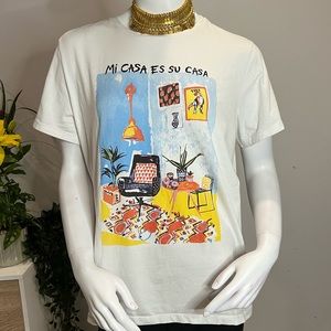 Mi Casa Es Su Casa T-Shirt | white | XL fitted on a small mannequin